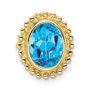 10k Oval Blue Topaz Chain Slide