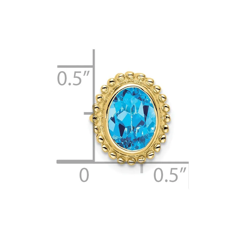 10k Oval Blue Topaz Chain Slide