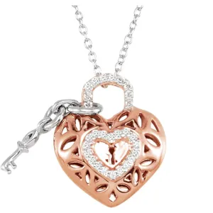 10k Rose Gold 1/6 CTW Diamond Heart 18" Necklace