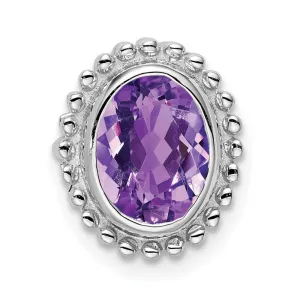10k White Gold Oval Amethyst Chain Slide