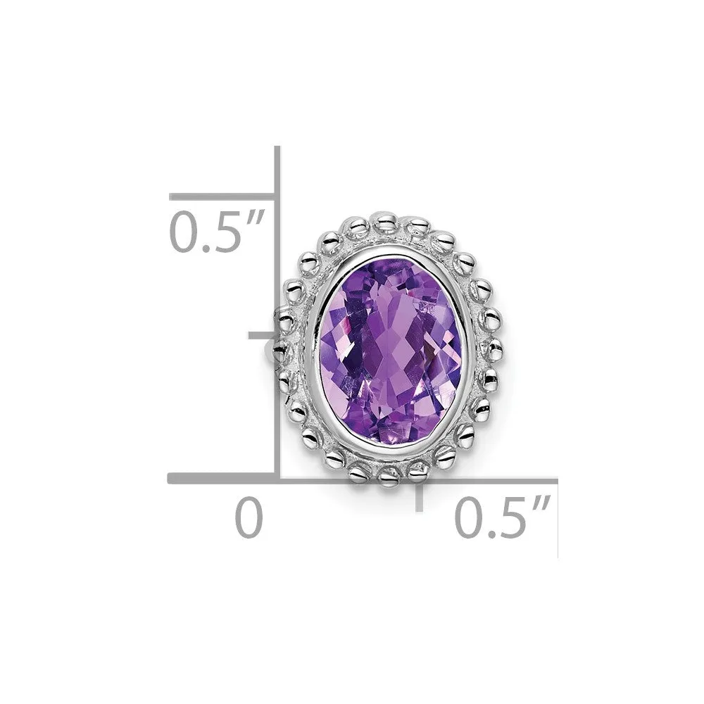 10k White Gold Oval Amethyst Chain Slide