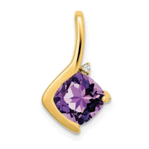 14k Cushion Amethyst and Diamond Pendant