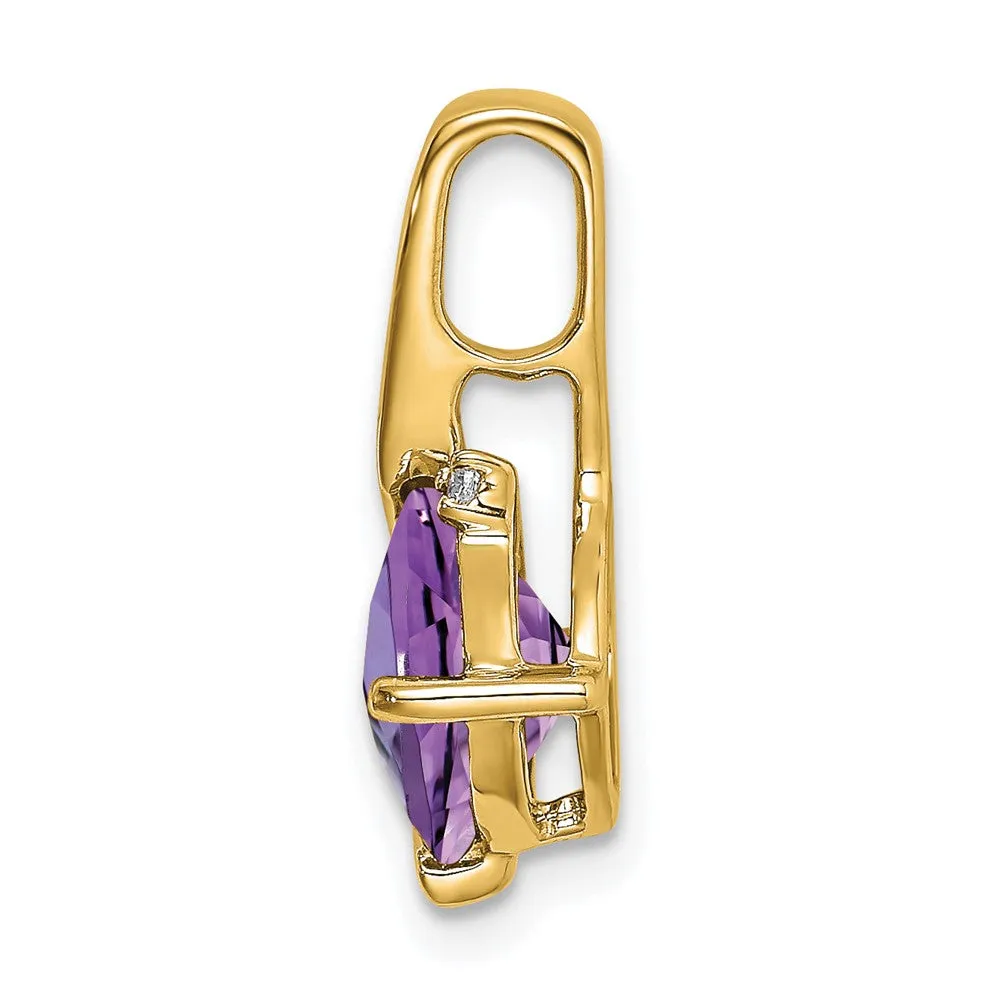 14k Cushion Amethyst and Diamond Pendant