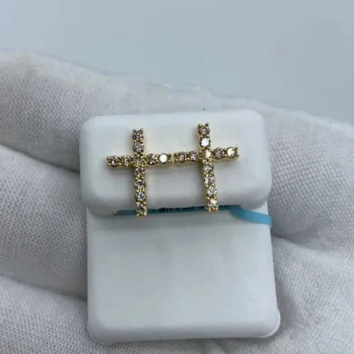 14K Elegant Cross Diamond Earrings