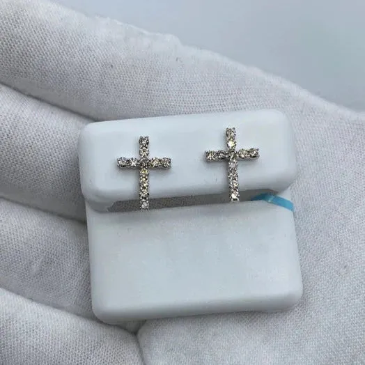 14K Elegant Cross Diamond Earrings