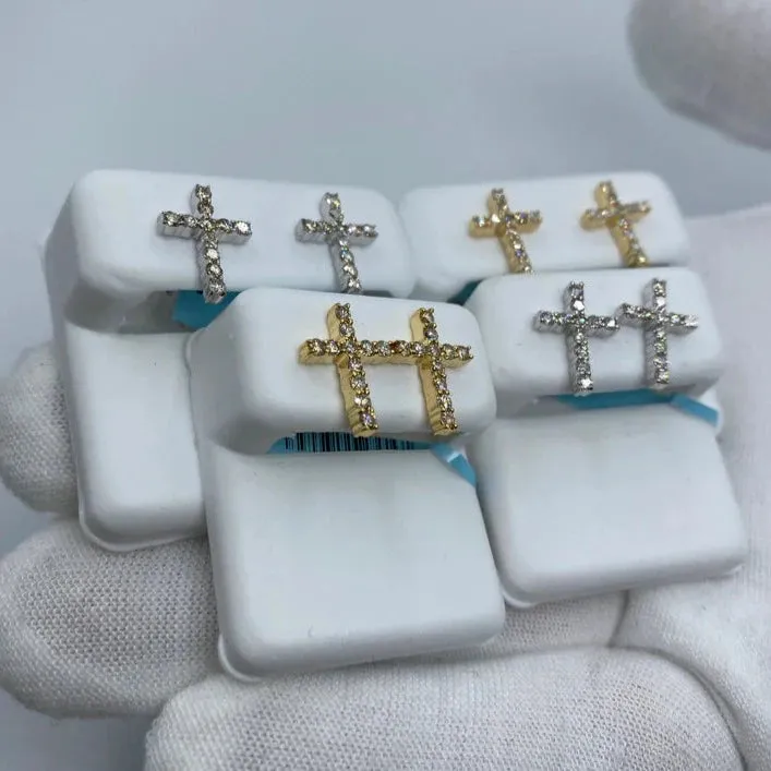 14K Elegant Cross Diamond Earrings