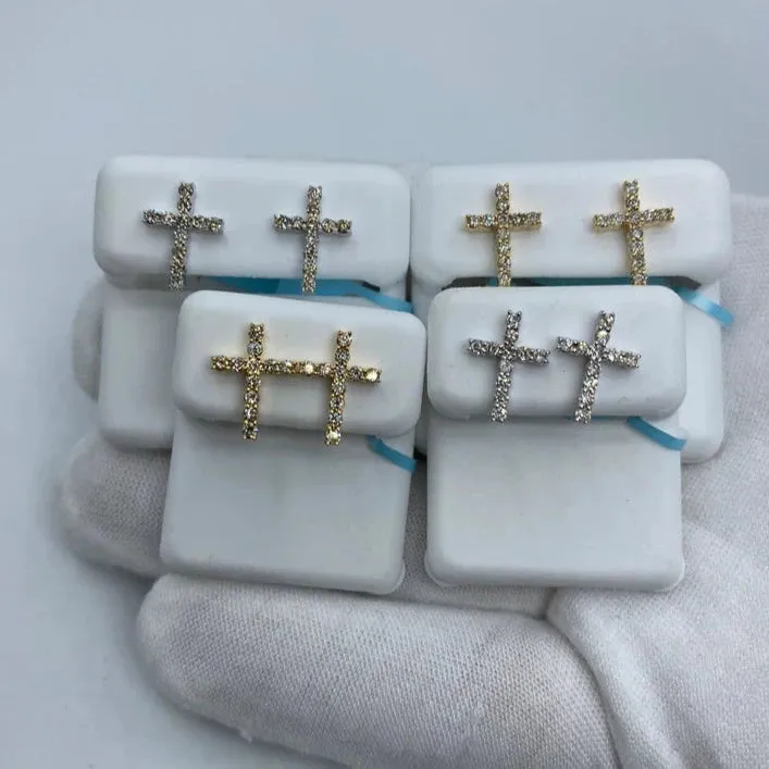 14K Elegant Cross Diamond Earrings