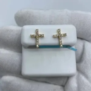 14K Elegant Cross Diamond Earrings