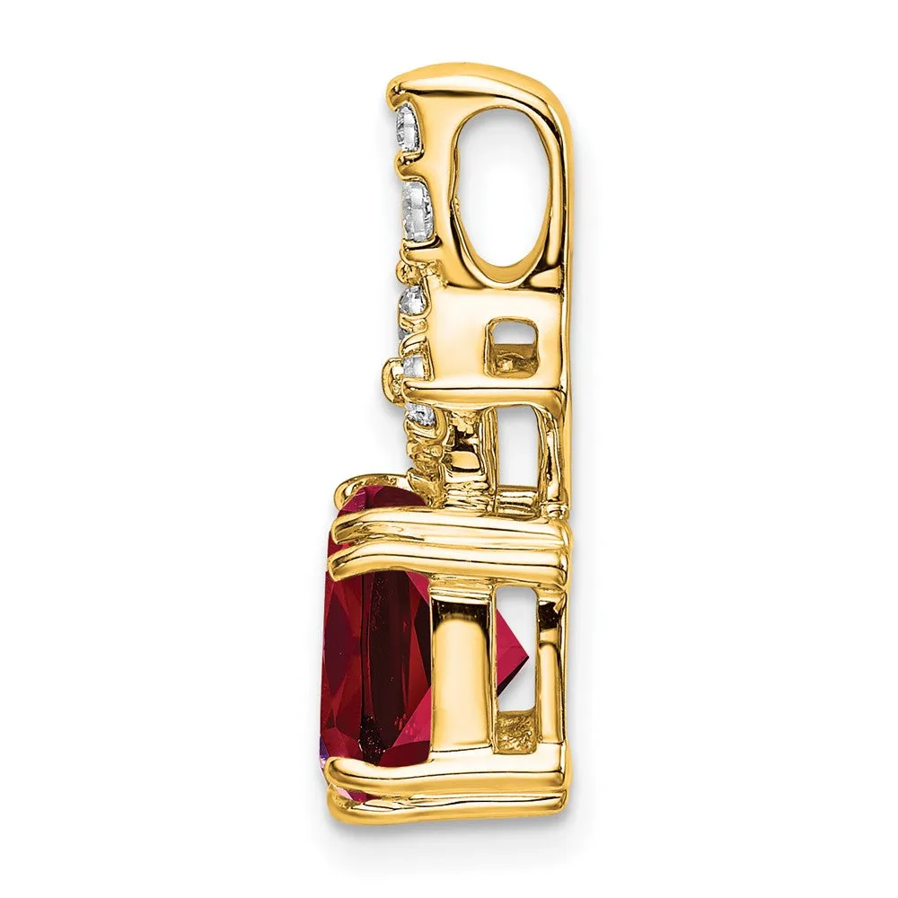 14k Lab Grown Diamond & Created Ruby Pendant
