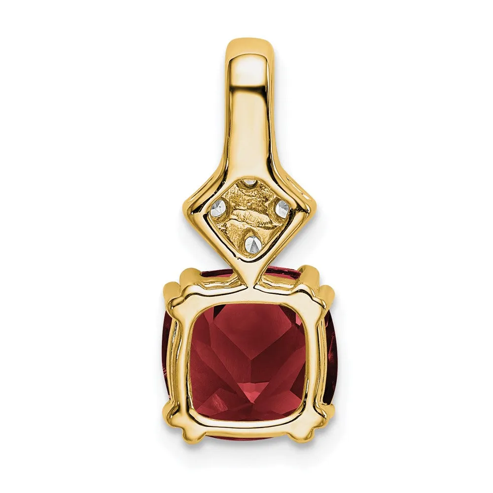14k Lab Grown Diamond & Created Ruby Pendant