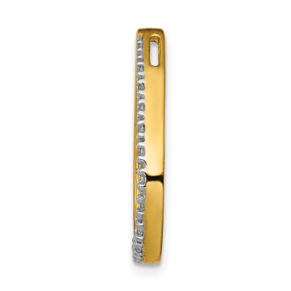 14k Polished 1/10ct. Diamond Teardrop Chain Slide
