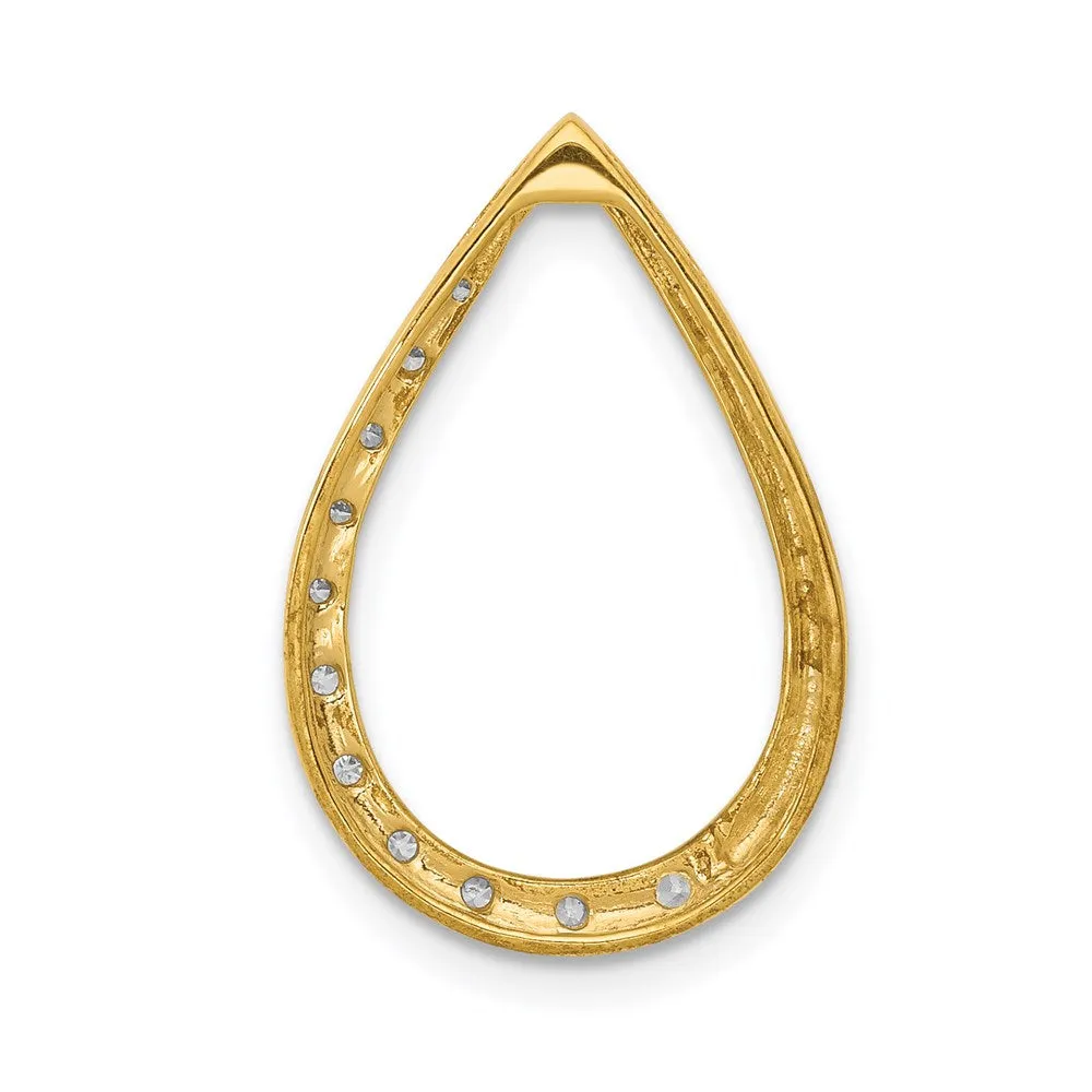 14k Polished 1/10ct. Diamond Teardrop Chain Slide