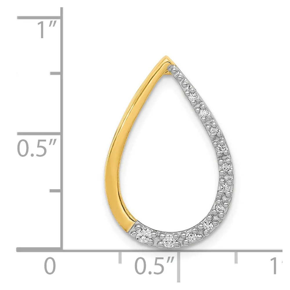 14k Polished 1/10ct. Diamond Teardrop Chain Slide