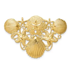 14k Sea Life Diamond-cut Omega Slide