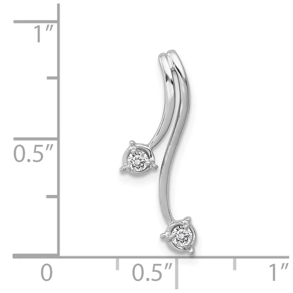 14k White Gold 1/10ct. Diamond Double Curved Lines Chain Slide