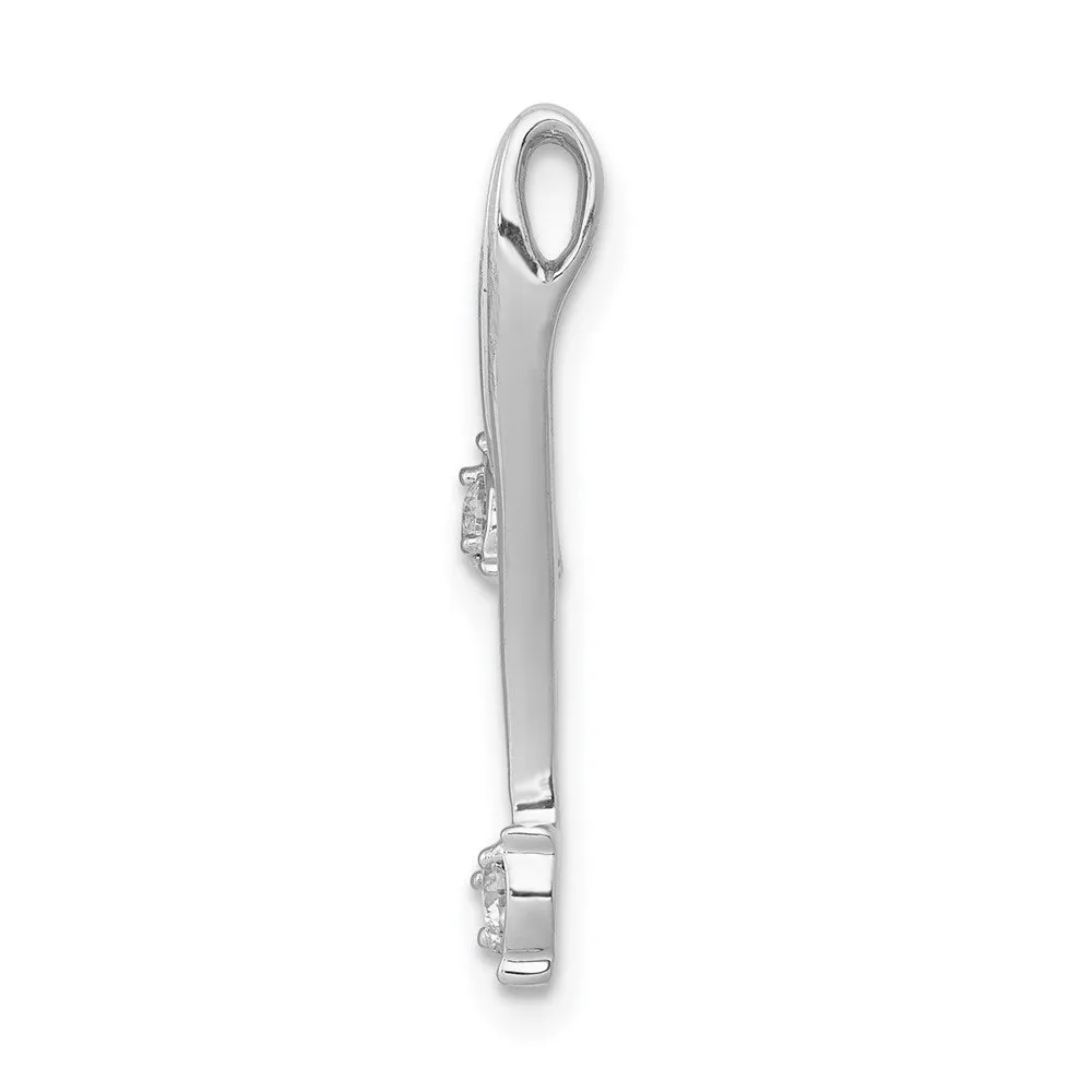 14k White Gold 1/10ct. Diamond Double Curved Lines Chain Slide