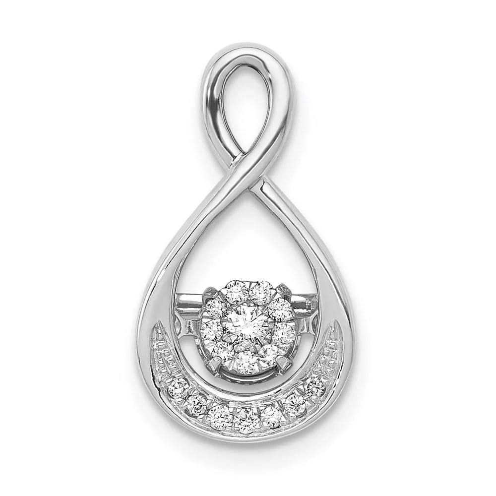 14k White Gold 1/10ct. Vibrant Moving Diamond Teardrop Chain Slide Pendant