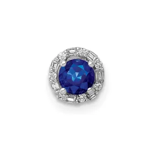 14k White Gold 1/20ct. Diamond and Sapphire Circle Halo Chain Slide