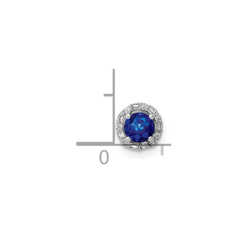14k White Gold 1/20ct. Diamond and Sapphire Circle Halo Chain Slide