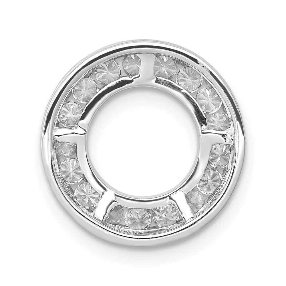 14k White Gold 1/2ct. Diamond Channel Set Circle Chain Slide