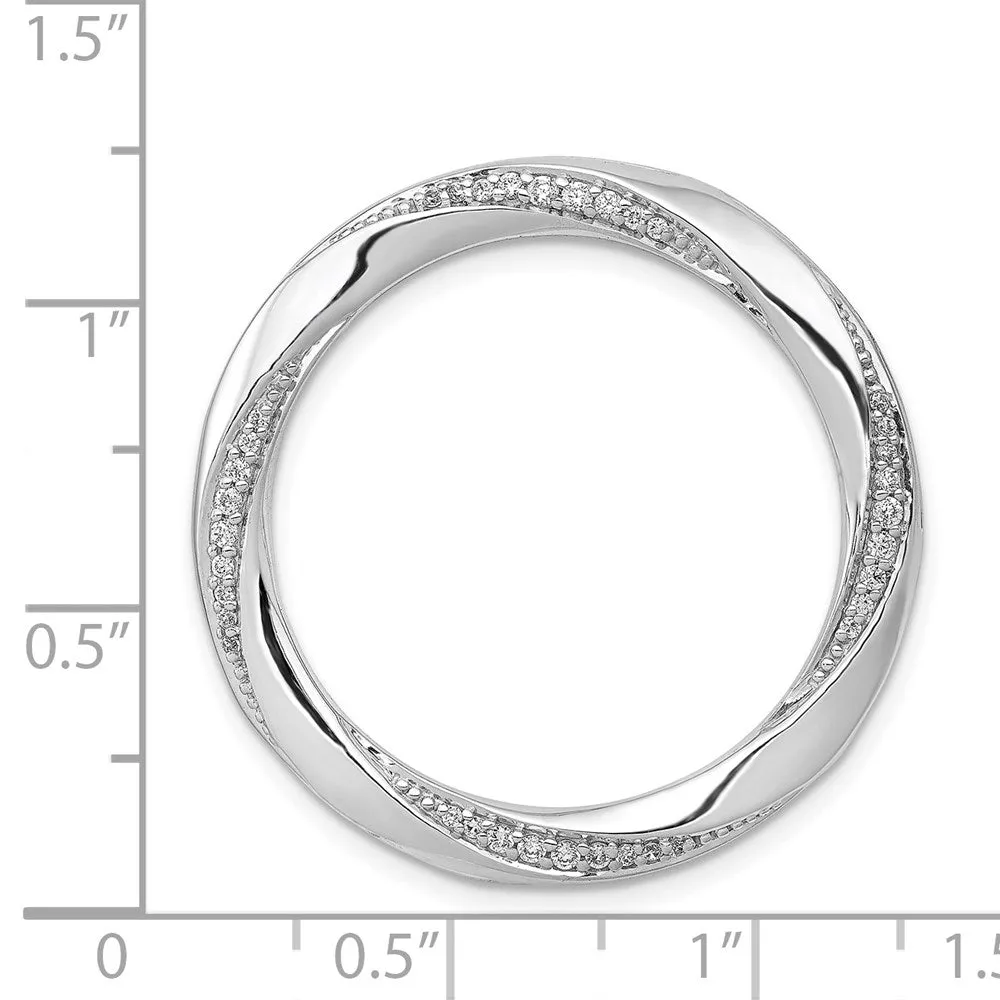 14k White Gold 1/5ct. Diamond Fancy Twist Circle Chain Slide