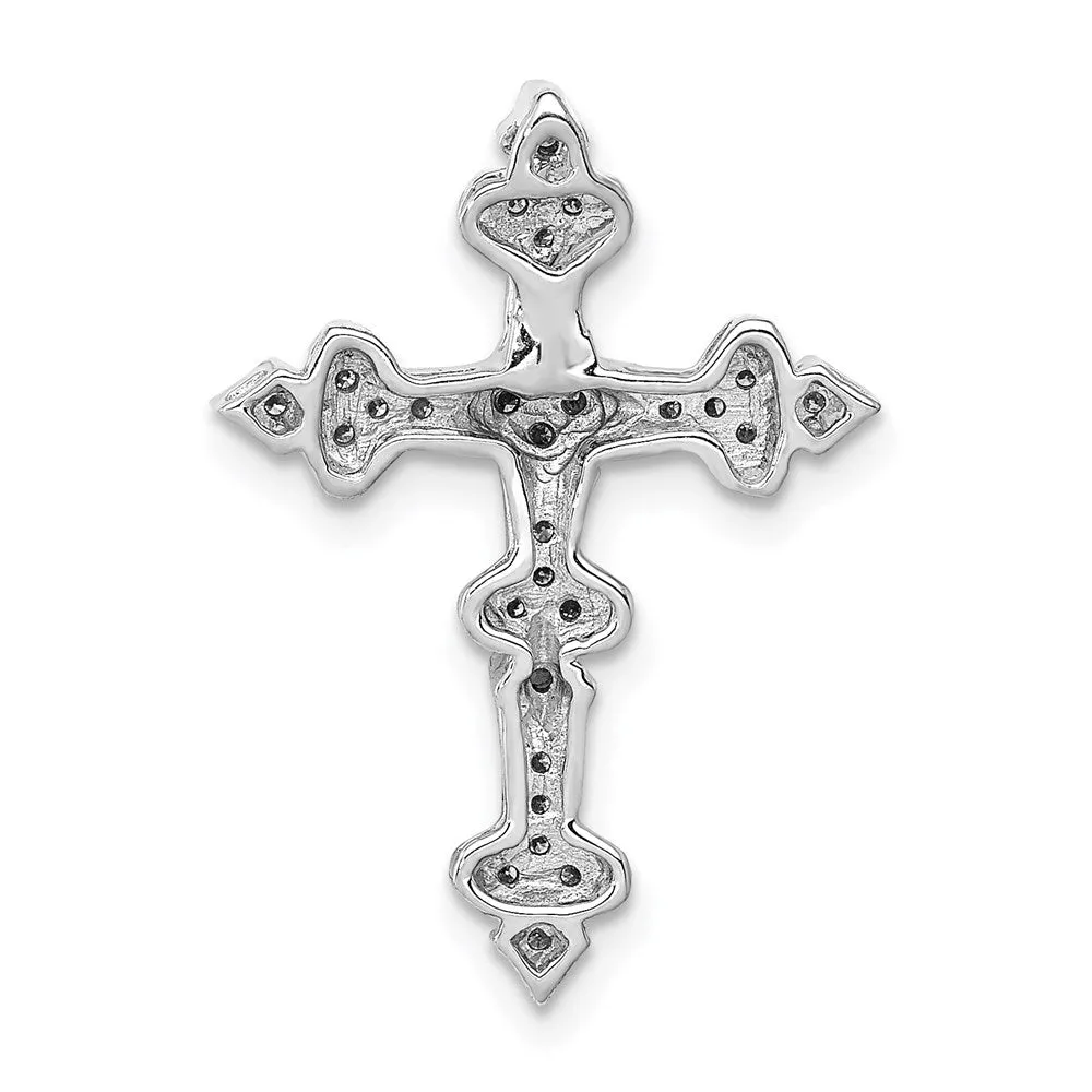 14k White Gold 1/6ct. Diamond Filigree Cross Chain Slide