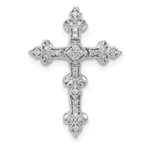 14k White Gold 1/6ct. Diamond Filigree Cross Chain Slide
