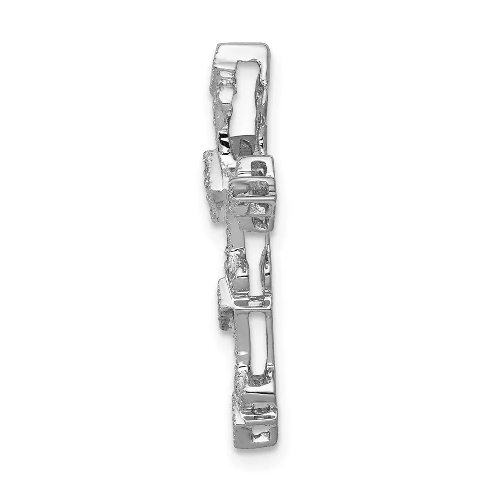 14k White Gold 1/6ct. Diamond Filigree Cross Chain Slide