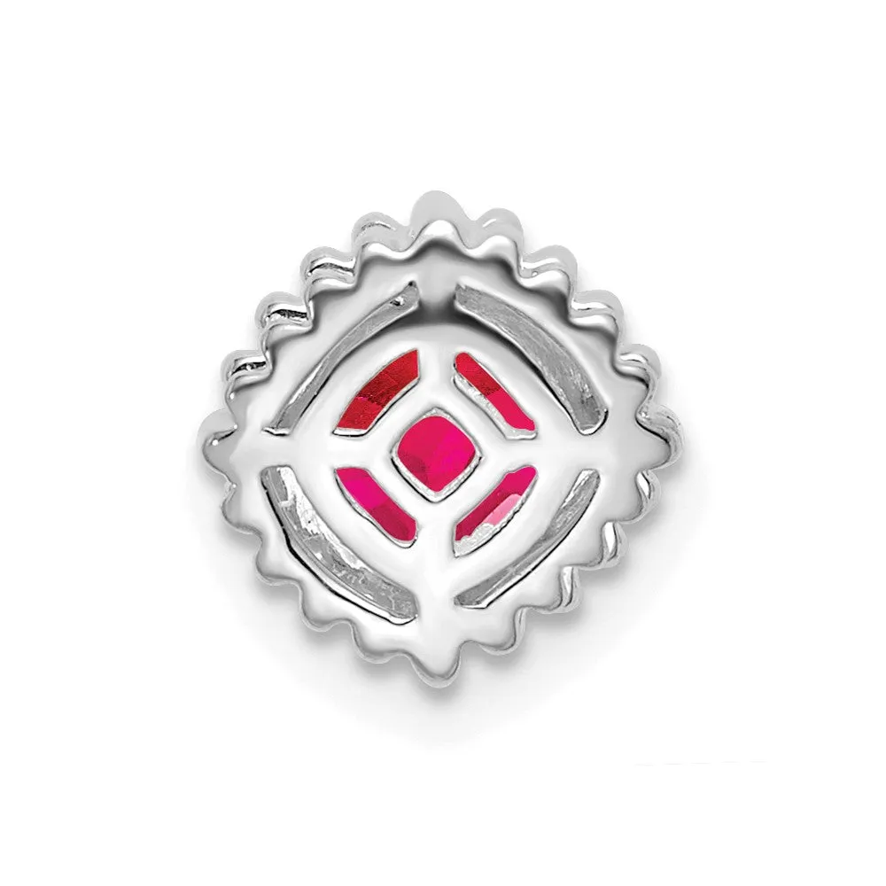 14k White Gold Cushion Ruby Chain Slide