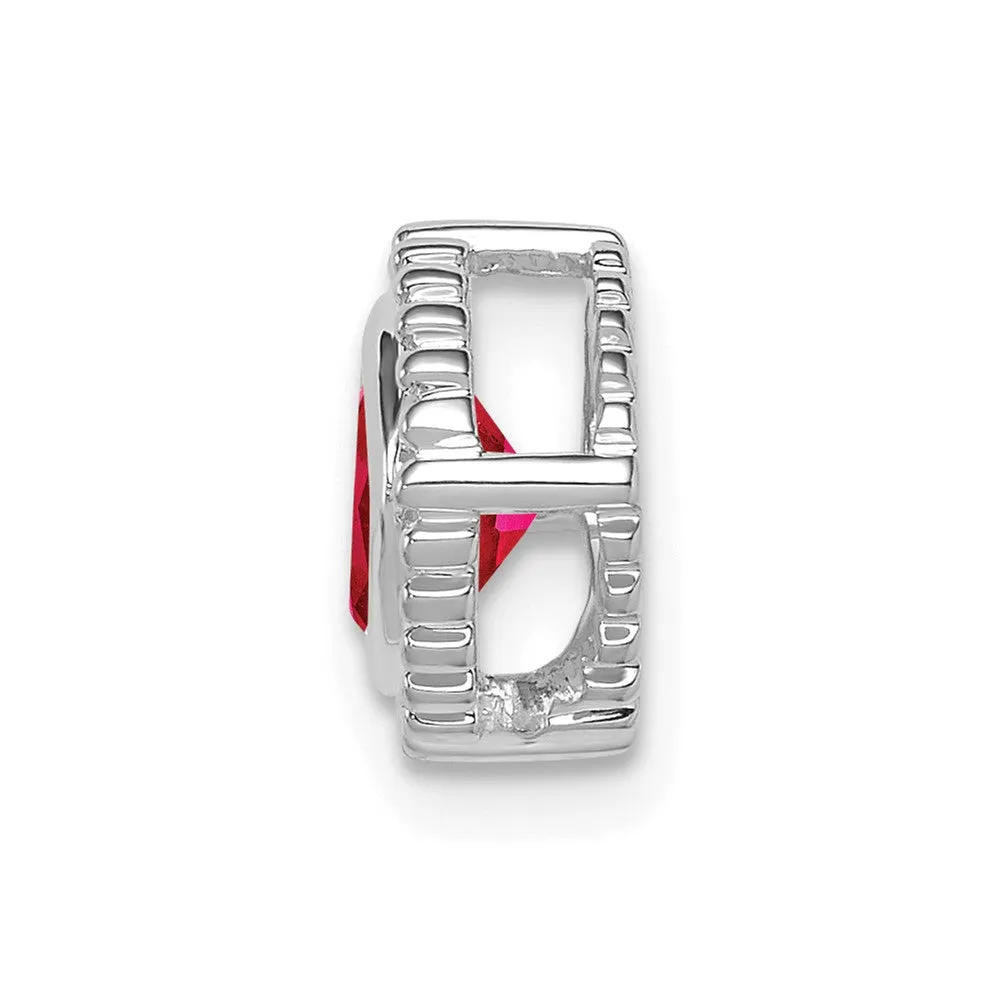 14k White Gold Cushion Ruby Chain Slide