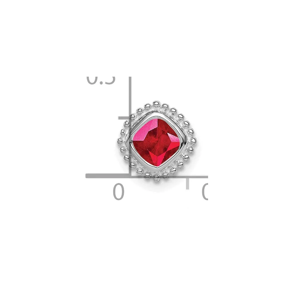 14k White Gold Cushion Ruby Chain Slide