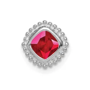 14k White Gold Cushion Ruby Chain Slide