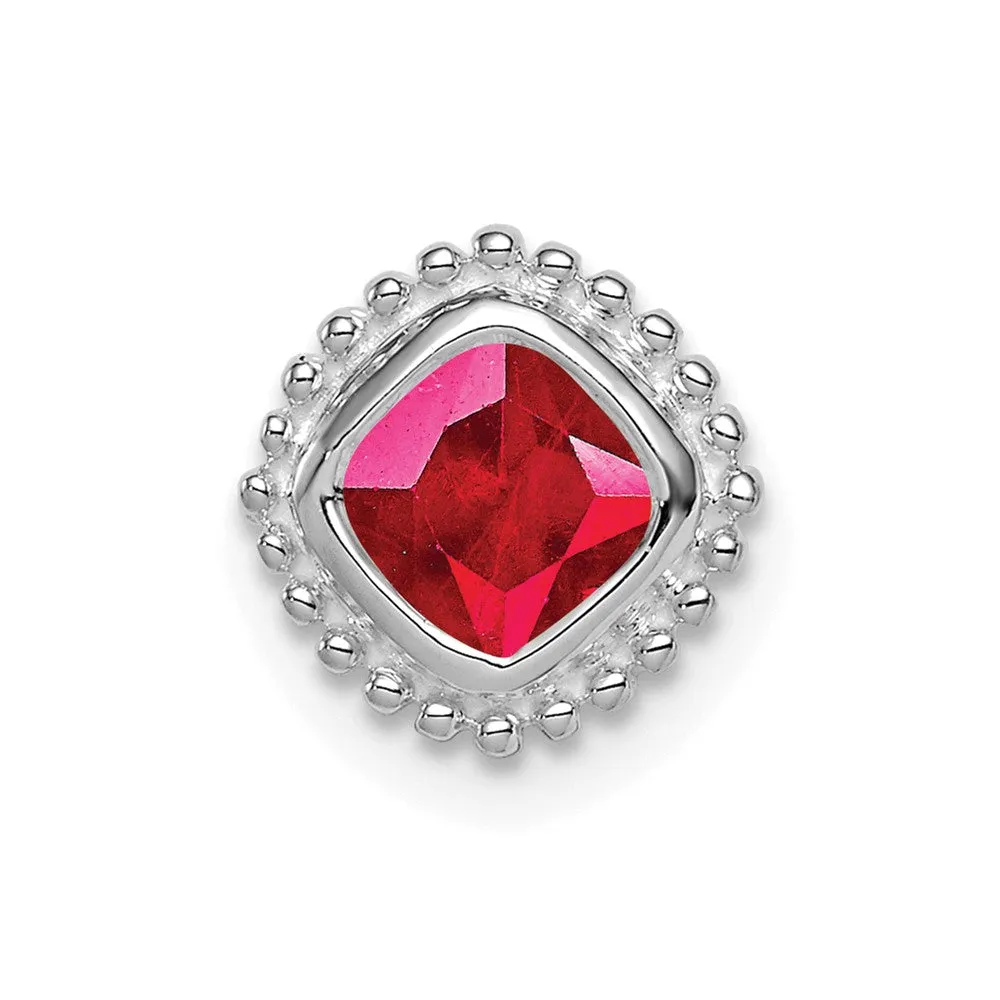 14k White Gold Cushion Ruby Chain Slide