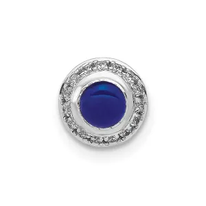 14k White Gold Diamond and Cabochon .47 Sapphire Chain Slide