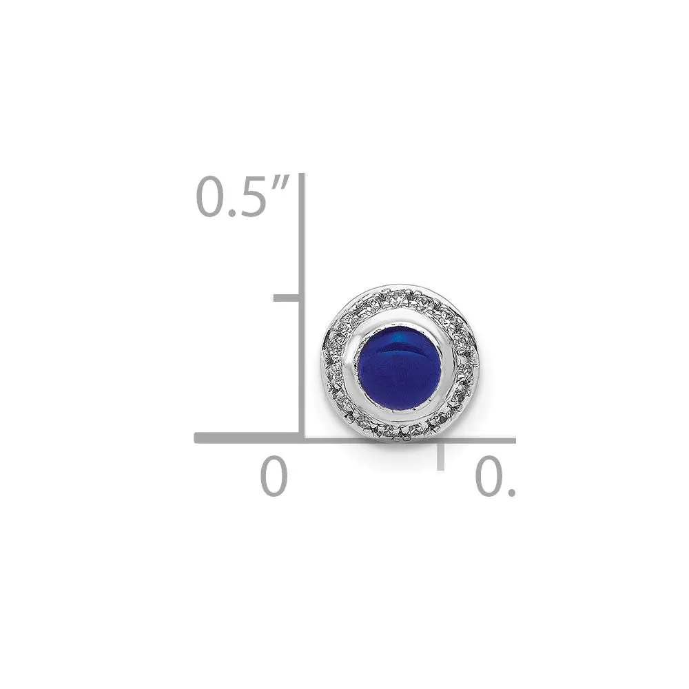 14k White Gold Diamond and Cabochon .47 Sapphire Chain Slide