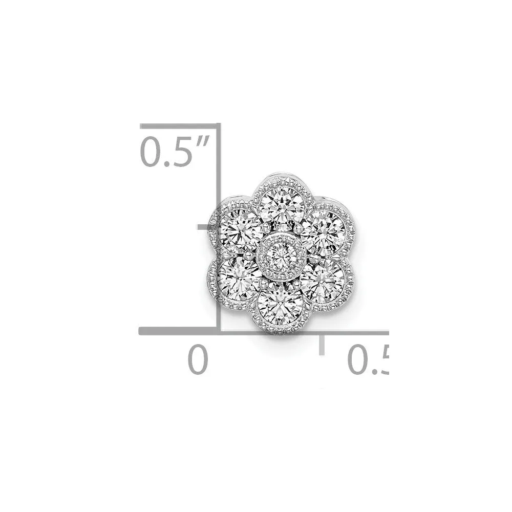 14k White Gold Floral Diamond Chain Slide