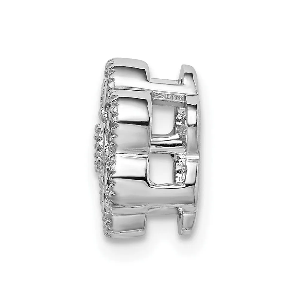 14k White Gold Floral Diamond Chain Slide