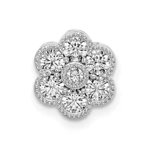 14k White Gold Floral Diamond Chain Slide