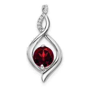 14k White Gold Garnet and Diamond Pendant
