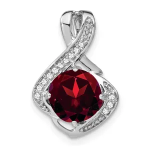 14k White Gold Garnet and Diamond Pendant
