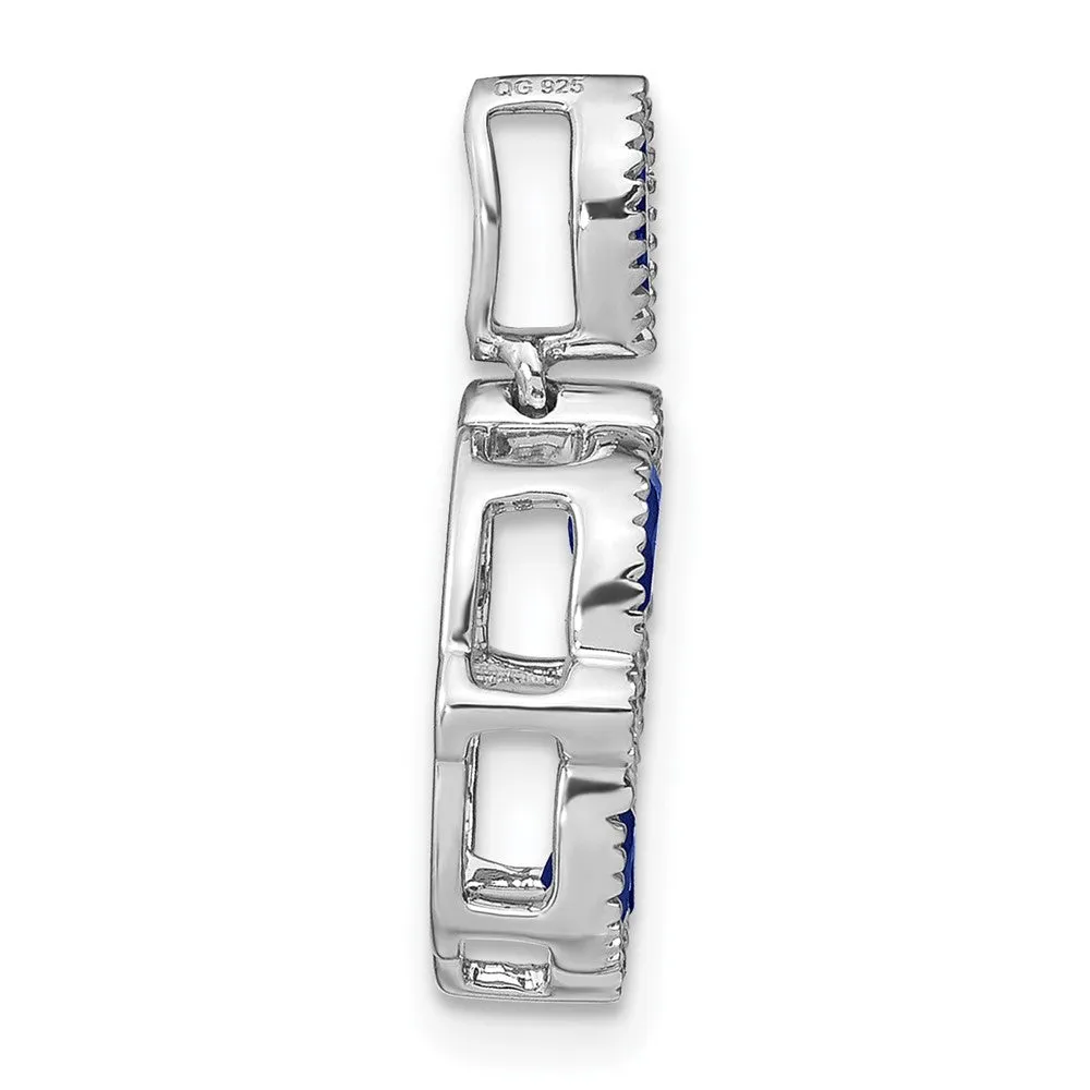 14k White Gold Marquise Sapphire and Diamond Pendant