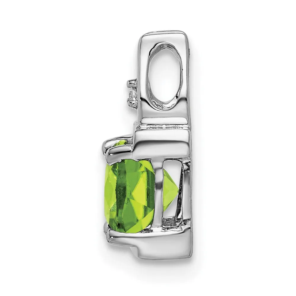 14k White Gold Peridot and Diamond Pendant