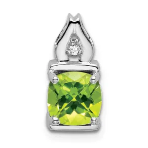 14k White Gold Peridot and Diamond Pendant