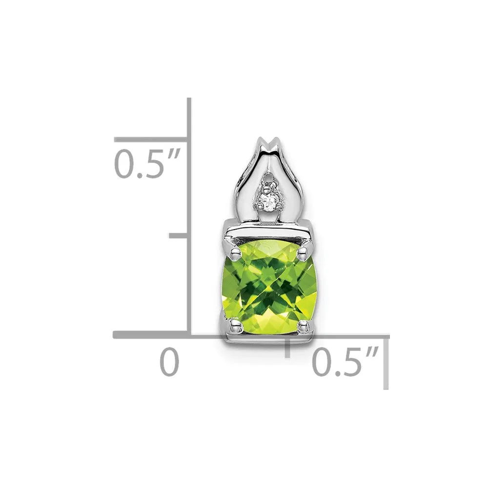 14k White Gold Peridot and Diamond Pendant
