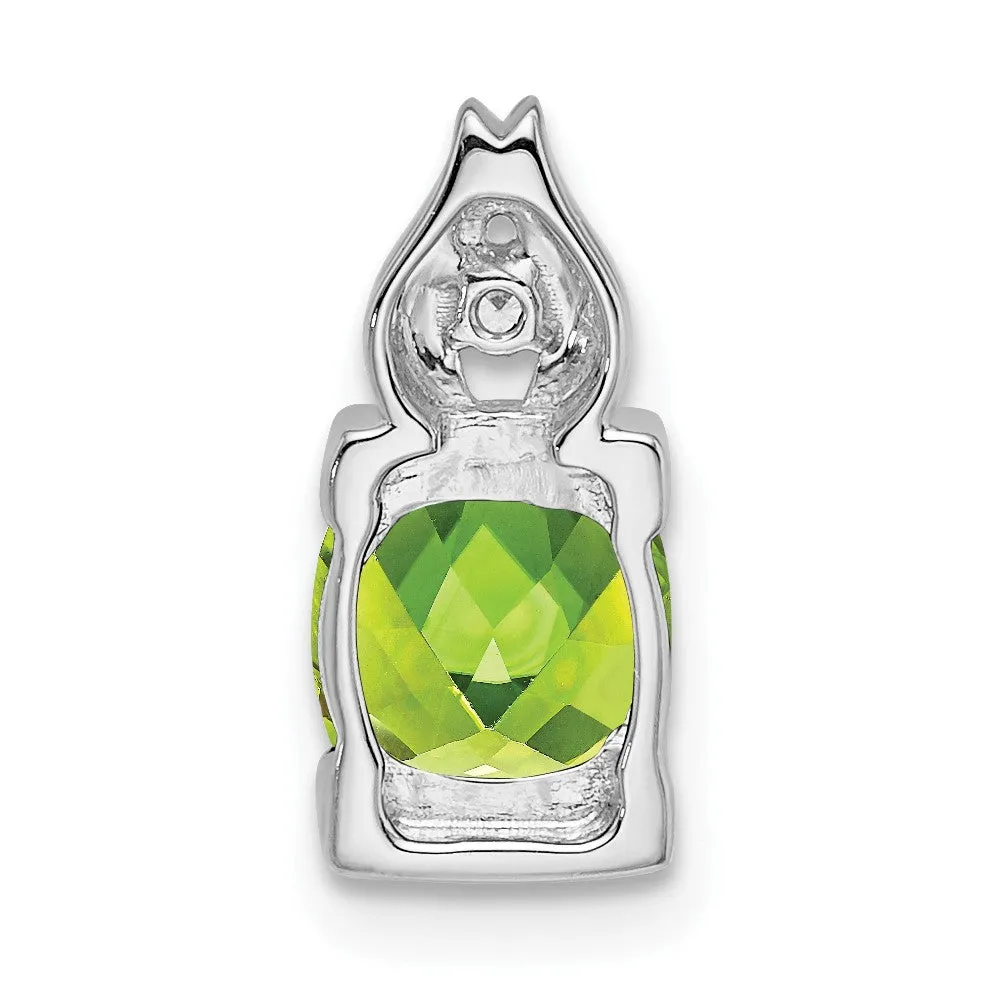 14k White Gold Peridot and Diamond Pendant