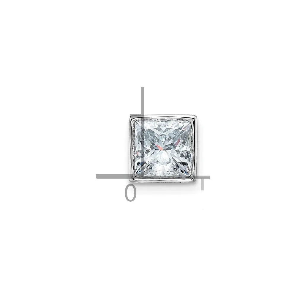 14k White Gold Princess Bezel D E F Pure Light Moissanite Chain Slide