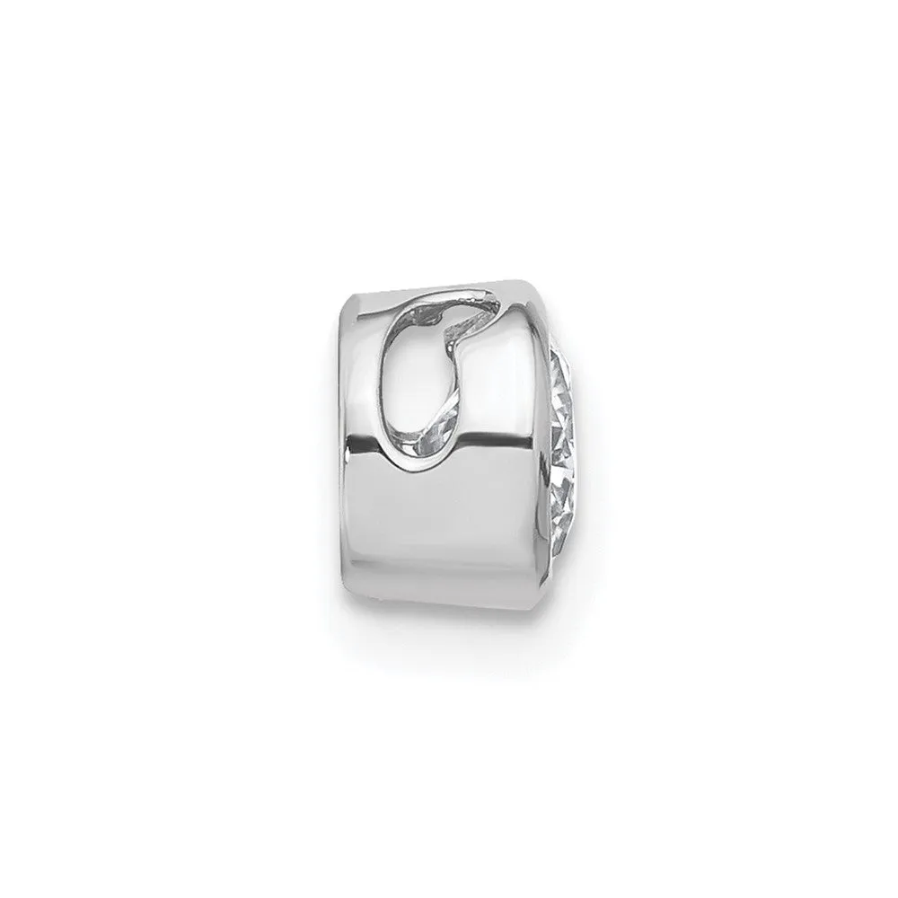14k White Gold Round Bezel G H I True Light Moissanite Chain Slide