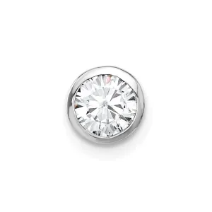 14k White Gold Round Bezel G H I True Light Moissanite Chain Slide