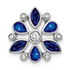 14k White Gold Sapphire and Diamond Chain Slide