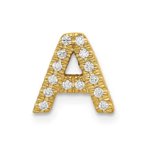 14k Yellow Gold Diamond Letter A Initial Charm